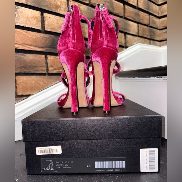 Giuseppe Zanotti Veronica Melograno Fuchsia velvet suede sandals size US 9.5 - Picture 11 of 12